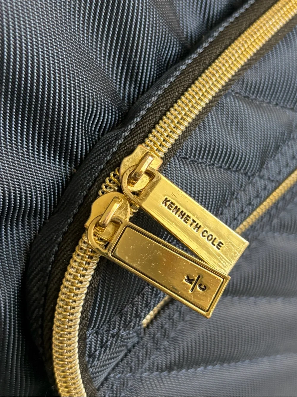 Kenneth Cole Reaction Quilted Navy Backpack with Gold Accents
